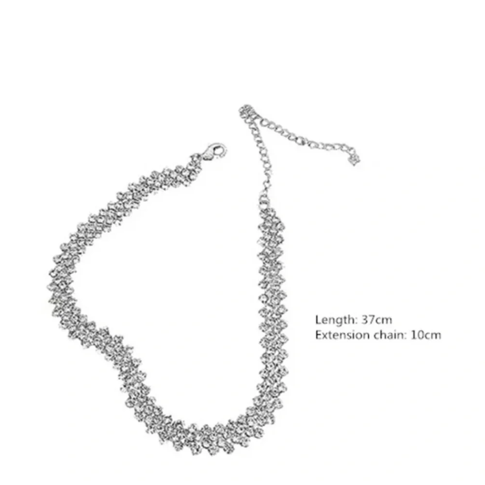 🌟 Full Rhinestone Silver Choker Necklace